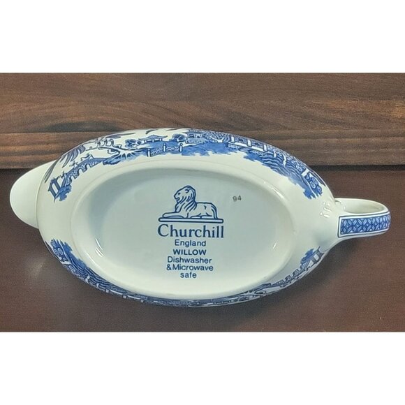 Vintage Churchill Blue Willow Gravy Boat - Picture 6 of 10